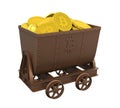 Mining Cart with Golden Bitcoins Isolated Royalty Free Stock Photo