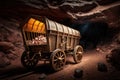 Mining cart in silver, gold, copper mine illustration generative ai Royalty Free Stock Photo