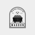 Mining company vintage badge logo template vector illustration design. hipster wagon, coal, mine, logo concept