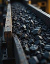 Mining conveyor system transporting raw materials, showcasing coal Royalty Free Stock Photo