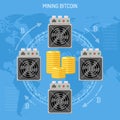 Mining crypto currency bitcoin concept Royalty Free Stock Photo