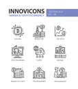 Mining and cryptocurrency - line design icons set Royalty Free Stock Photo