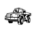 Mining Dump Truck Retro Woodcut Black and White