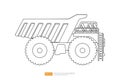 mining dump truck tipper vector illustration on white background. Isolated big heavy machinery equipment vehicle. flat cartoon Royalty Free Stock Photo