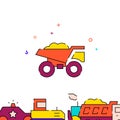 Mining dumper filled line icon, simple illustration