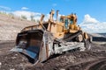 Mining Equipment or Mining Machinery, Bulldozer from open-pit or open-cast mine as the Coal Production. Royalty Free Stock Photo