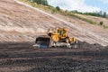 Mining Equipment or Mining Machinery, Bulldozer from open-pit or open-cast mine as the Coal Production. Royalty Free Stock Photo