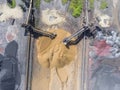 Mining excavator on the bottom surface mine. Brown coal deposits Royalty Free Stock Photo