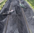 Mining excavator on the bottom surface mine. Brown coal deposits Royalty Free Stock Photo