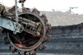 Mining excavator machine in brown coal mine