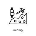 Mining icon. Trendy modern flat linear vector Mining icon on white background from thin line Cryptocurrency economy and finance c Royalty Free Stock Photo