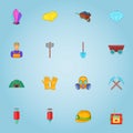 Mining icons set, cartoon style Royalty Free Stock Photo