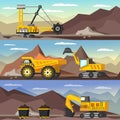 Mining Industry Orthogonal Banners Set Royalty Free Stock Photo