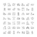 Mining linear icons, signs, symbols vector line illustration set Royalty Free Stock Photo