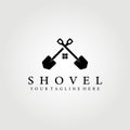 mining logo, shovel, scoop, miner house vector illustration design graphic, template