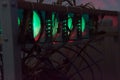 GPU machine working with green lights Royalty Free Stock Photo