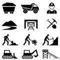 Mining and miner icon set