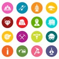 Mining minerals business icons set colorful circles vector