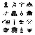 Mining minerals business icons set, simple style