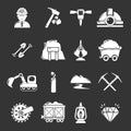 Mining minerals business icons set grey vector