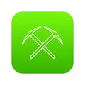 Mining pickaxe icon green vector