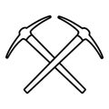 Mining pickaxe icon , outline style