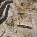 Mining quarry with special equipment, open pit excavation. Sand Royalty Free Stock Photo