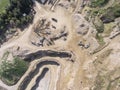 Mining quarry with special equipment, open pit excavation. Sand Royalty Free Stock Photo