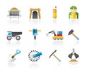 Mining and quarrying industry objects and icons Royalty Free Stock Photo