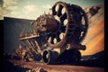 Mining reclaimer wheel bucket heavy machinery at coal industry career