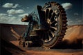 Mining reclaimer wheel bucket heavy machinery at coal industry career