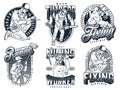 Mining, repair and logging workers emblems set