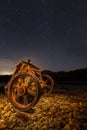 Mining rusty wagon at night in Rio Tinto, Huelva, Andalusia, Spa Royalty Free Stock Photo