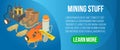 Mining stuff concept banner, isometric style Royalty Free Stock Photo