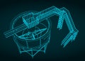 Mining Thickener Tank Isometric Blueprint Royalty Free Stock Photo