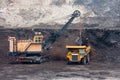 Mining truck unload coal Royalty Free Stock Photo