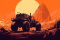 Mining truck walks on lava on Mars