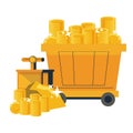 Mining wagon carts with gold coins Royalty Free Stock Photo