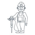 Mining worker with helmet and drill Royalty Free Stock Photo
