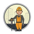 Mining worker with helmet and drill Royalty Free Stock Photo
