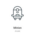 Minion outline vector icon. Thin line black minion icon, flat vector simple element illustration from editable entertainment Royalty Free Stock Photo