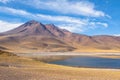 Miniques Lagoon and Volcano - Atacama Desert, Chile Royalty Free Stock Photo