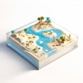 Miniature Desert Model: Translucent Water And Colorful Illustrations