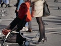 Woman in Duomo square Milan, Italy Royalty Free Stock Photo