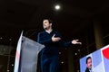 Minister of Consumer Affairs Alberto GarzÃÂ³n speaks to the crowd at the 3rd En ComÃÂº Podem National Congress in Barcelona,