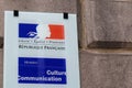 Ministere culture communication french logo and text sign on building means Ministry