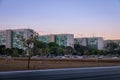 Ministry buildings at Esplanade of the Ministeries at sunset - government departments offices - Brasilia, Distrito Federal, Brazil Royalty Free Stock Photo