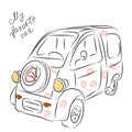Minivan. Car Sketch. Royalty Free Stock Photo