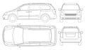 Minivan Car vector template on white background. Compact crossover, SUV, 5-door minivan car. Car line. Royalty Free Stock Photo