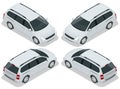 Minivan Car vector template on white background. Compact crossover, SUV, 5-door minivan car. View isometric Royalty Free Stock Photo